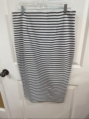 XOXO Black and White Horizontal Stripe Midi Skirt